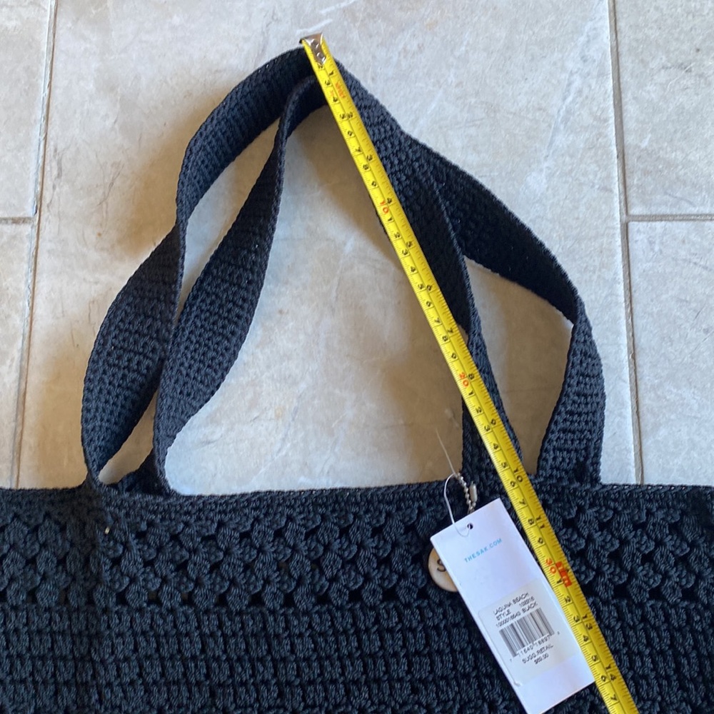 The Sak NWT Laguna Beach Black Open Knit Tote Bag - Picture 5 of 9
